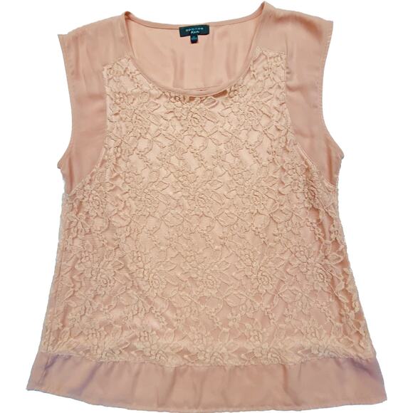 Spense Knit Popover Scoop Neck Sleeveless Lace Cottagecore Top Women XL Pink - Picture 5 of 9